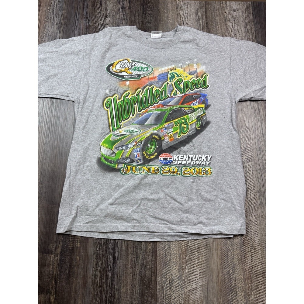 Kentucky Speedway Quaker State 400 2013 Unbridled Speed Mens T Shirt NASCAR XL
